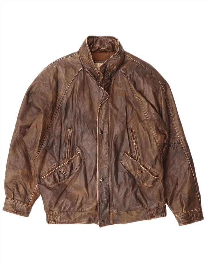Harajuku Mother Veste en cuir pour homme UK 40 Grand cuir marron