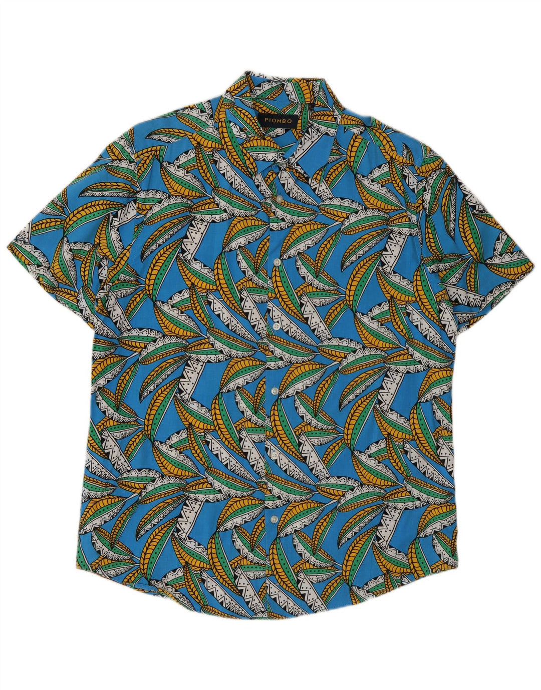 Piombo Chemise à Manches Courtes Homme Bleu Moyen Coton Floral