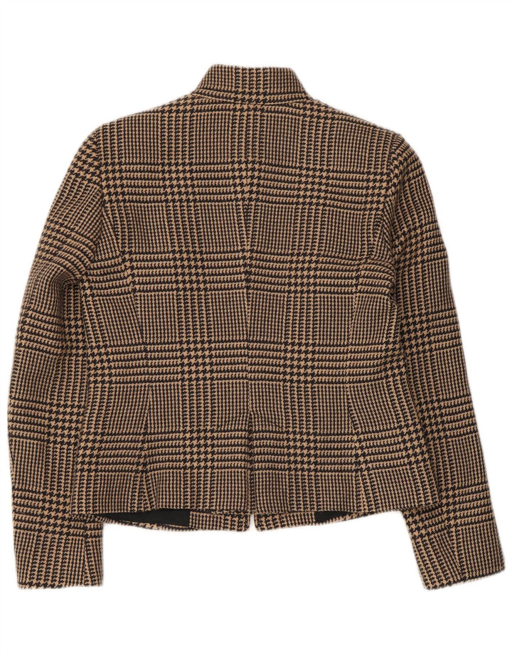 Intrend Veste blazer zippée pour femme UK 12 Marron moyen pied-de-poule