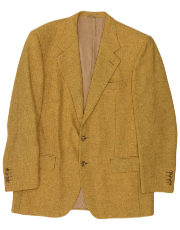 vintage Homme 2 Bouton Blazer Veste IT 52 XL Laine Jaune