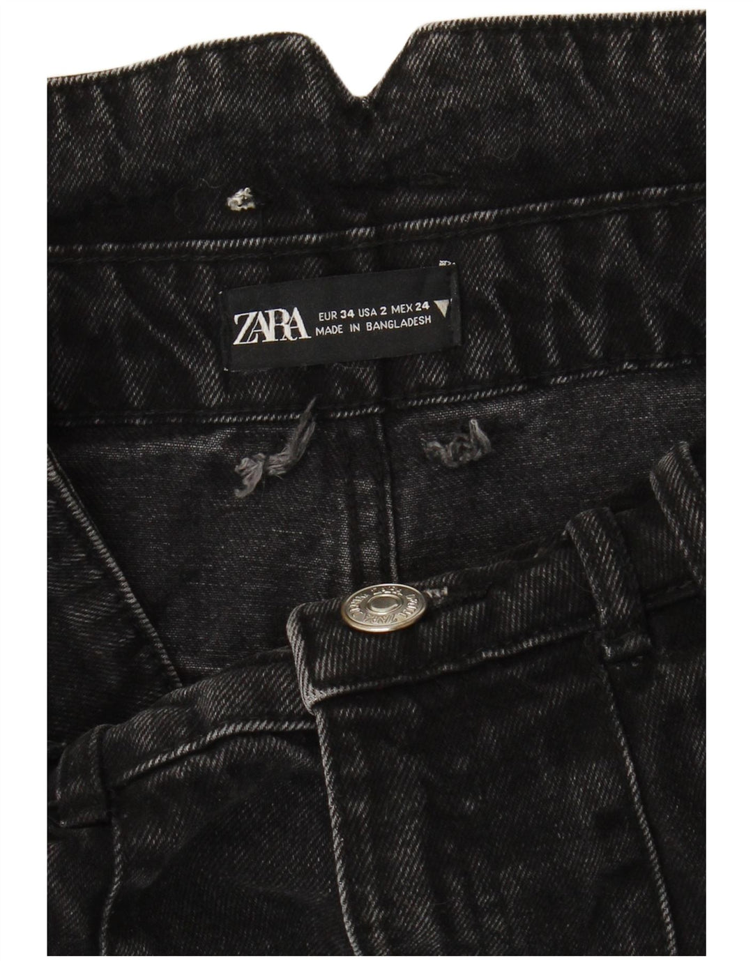 ZARA Womens Denim Shorts EU 34 2XS W24  Black
