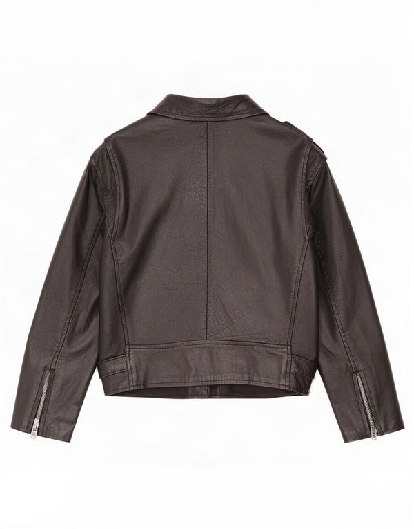 Veste motard en cuir femme vintage UK 12 Noir Moyen