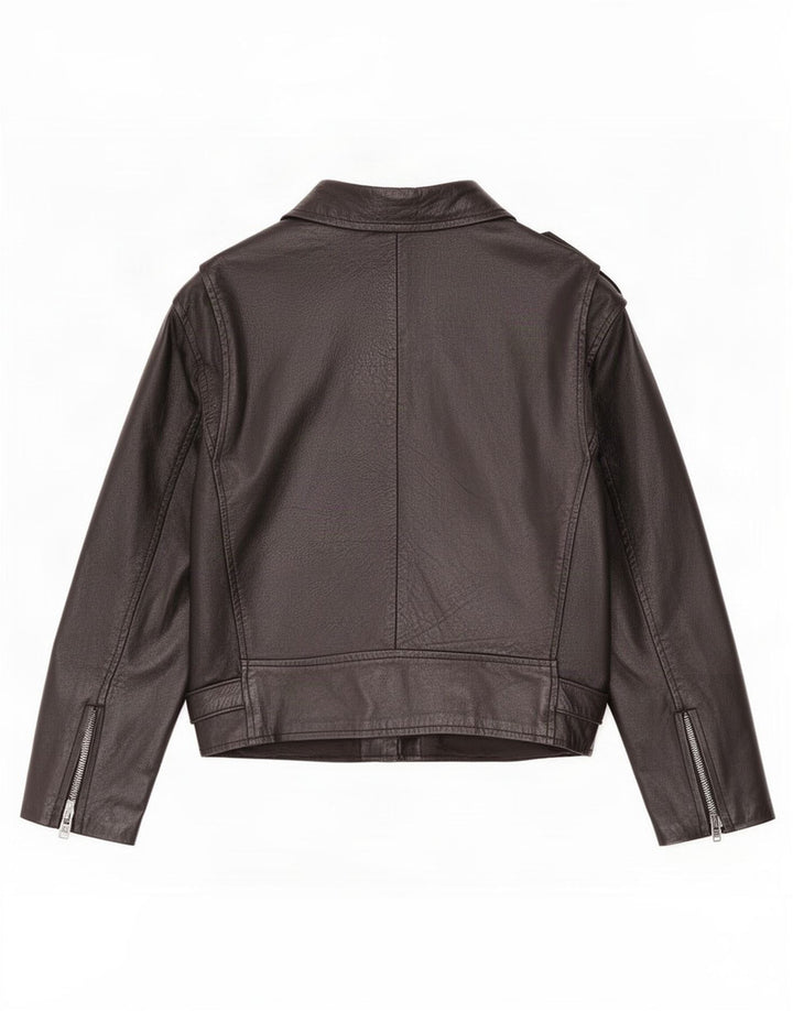 Veste motard en cuir femme vintage UK 12 Noir Moyen