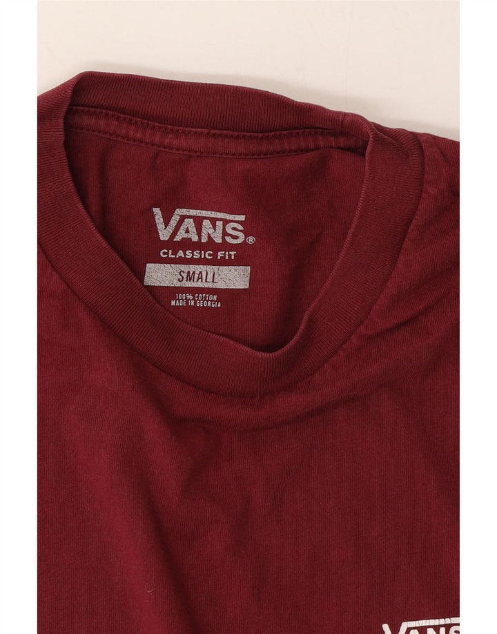 VANS Mens Classic Fit T-Shirt Top Small Maroon Cotton