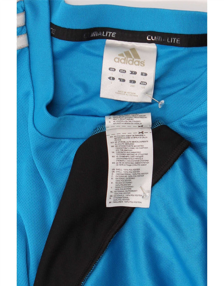 Adidas Hommes Climalite T-Shirt Haut Grand Bleu Colorblock Polyester