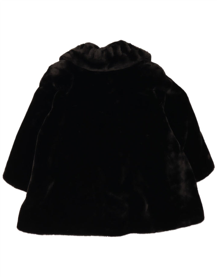 vintage Femmes Fausse Fourrure Manteau Oversize UK 18 XL Noir Polyester