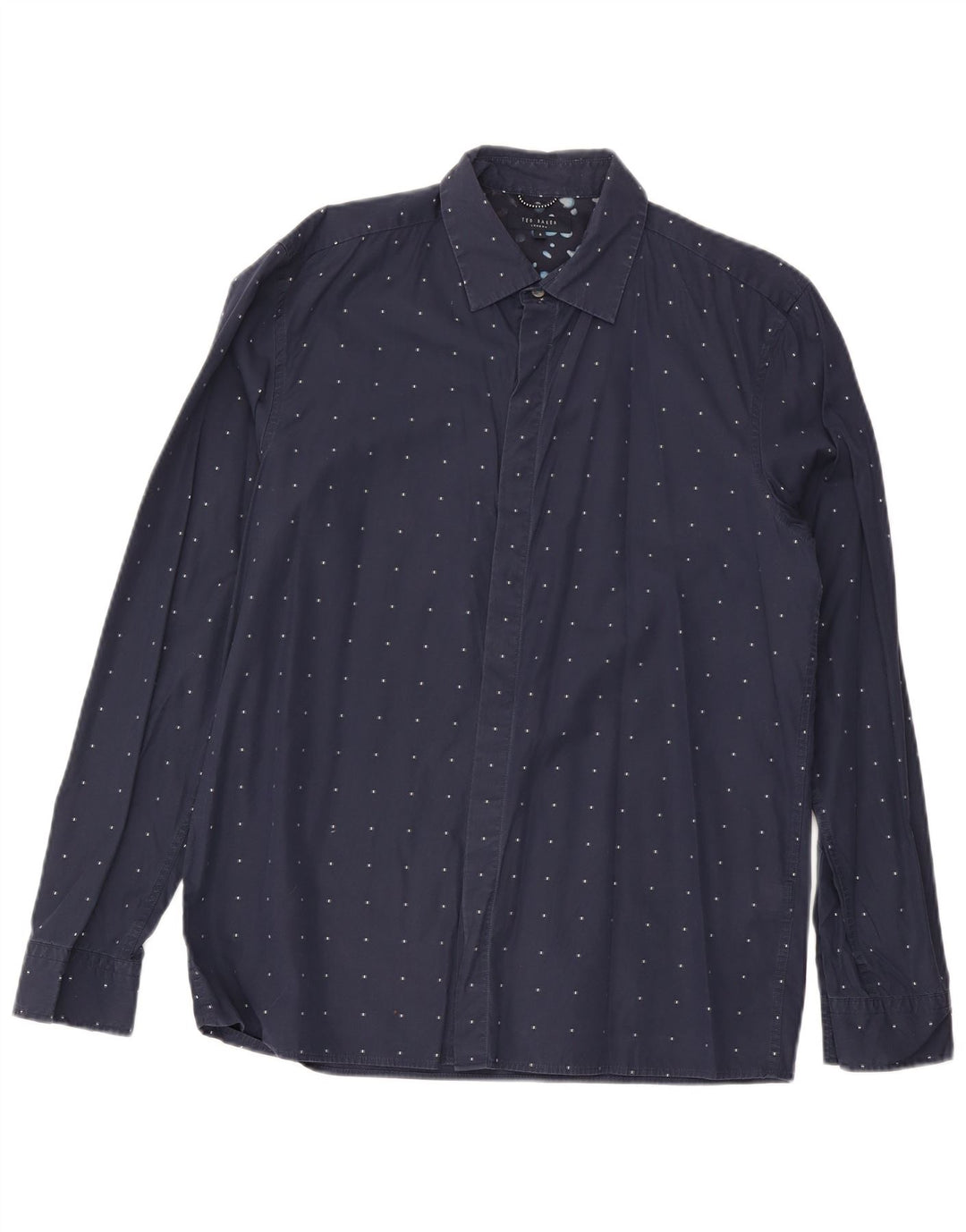 Ted Baker Chemise Homme Taille 4 Grand Coton Tacheté Bleu Marine