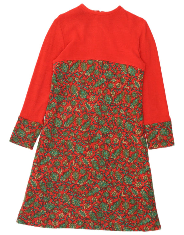 Robe pull à manches longues vintage pour femmes IT 44 Floral rouge moyen