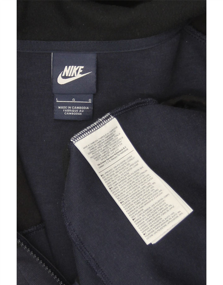 Nike Pull à capuche zippé pour homme en coton color block bleu marine Taille L
