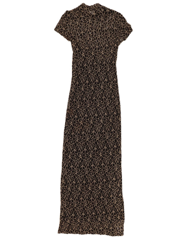 WALLIS Petite robe longue en dentelle pour femme UK 8 Petite viscose florale noire