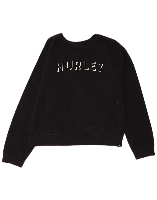 Hurley Sweat-shirt court surdimensionné pour femme UK 10 Petit Noir