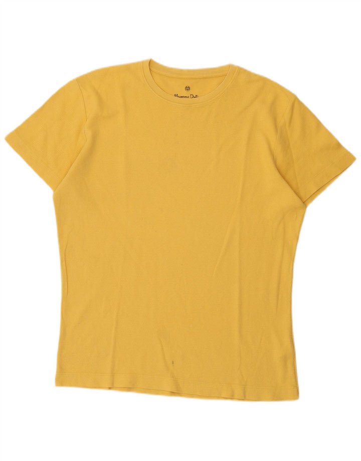 Massimo Dutti T-Shirt Regular Fit Homme Coton Jaune Moyen