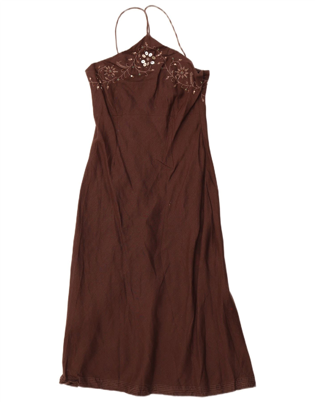 MONSOON Robe dos nu pour femme UK 10 Petit lin marron