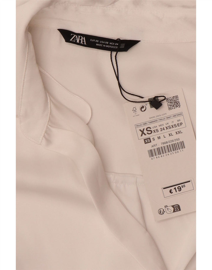ZARA Femme Chemise Oversize UK 6 XS Blanc Polyester