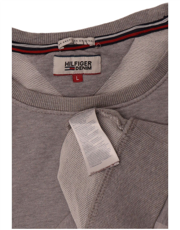 Tommy Hilfiger Sweat-shirt graphique pour homme en coton gris Taille L