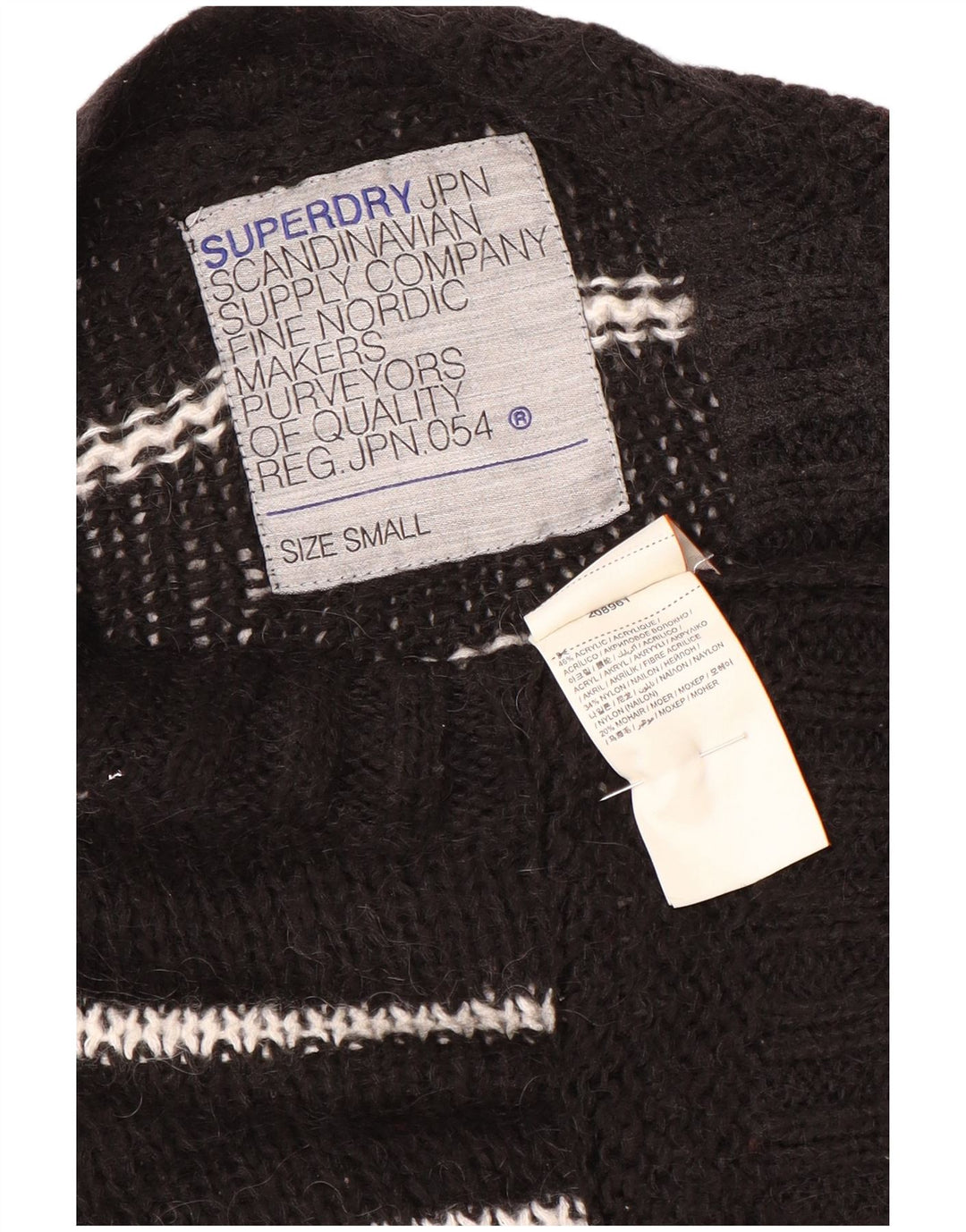Superdry Pull ras du cou pour femme UK 10 Petit Noir Rayé