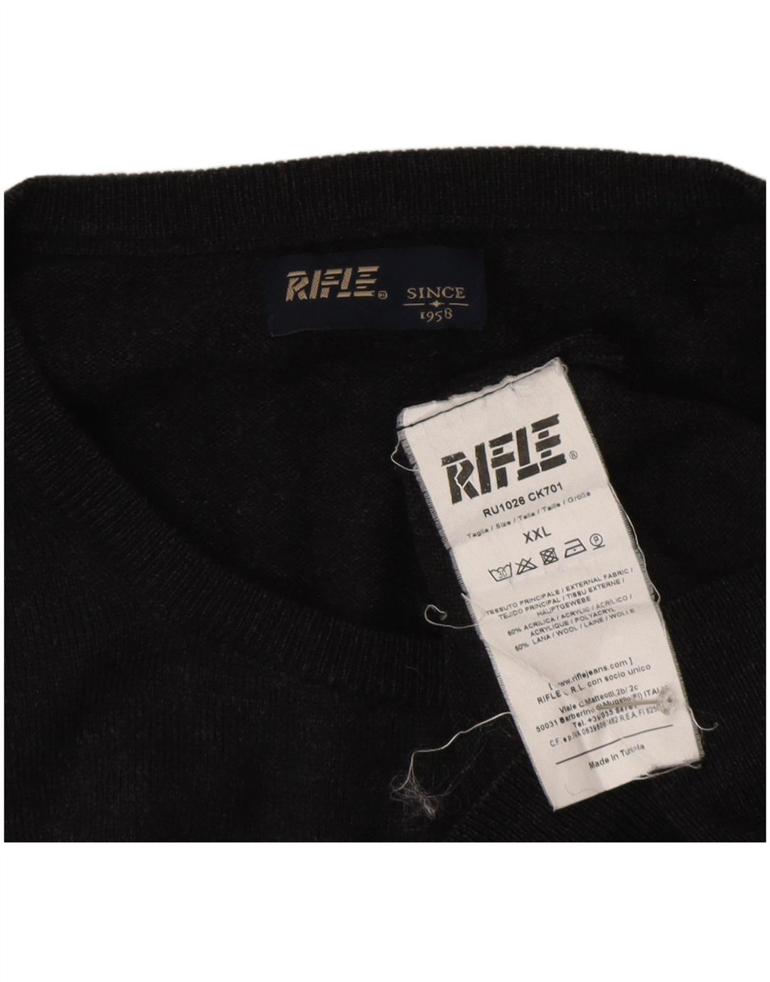 Rifle Pull col rond pour homme 2XL Gris Acrylique