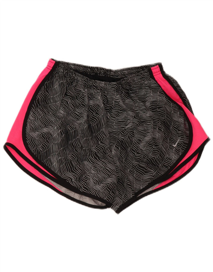 NIKE Short de sport Dri Fit pour femme UK 16 Large Noir Colorblock Polyester