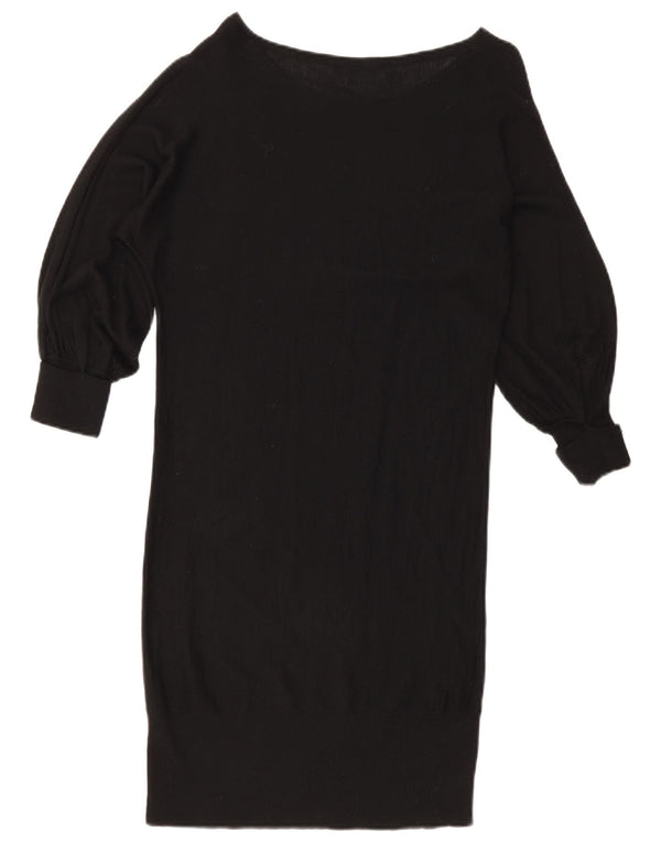 Massimo Dutti Womens Long Sleeve Jumper Dress UK 10 Small Black Wool