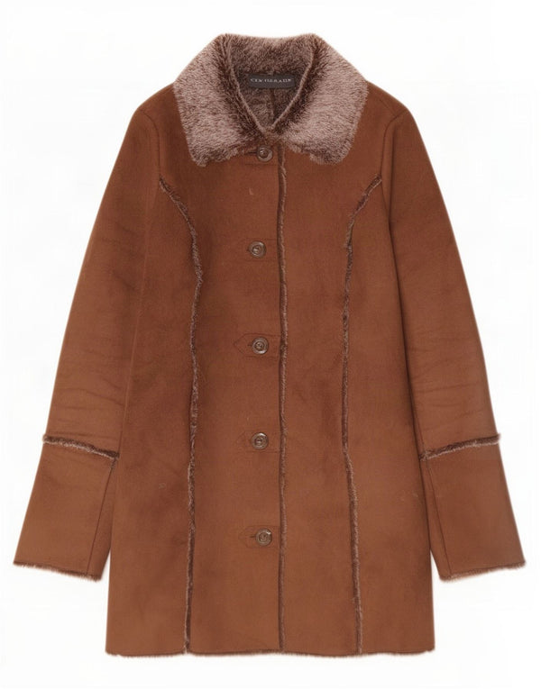 Centigrade Manteau Sherpa surdimensionné pour femme UK 10 Petit Marron Polyester