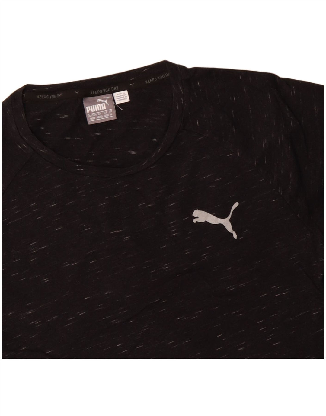 PUMA T-Shirt Homme Noir Moyen Coton Chiné