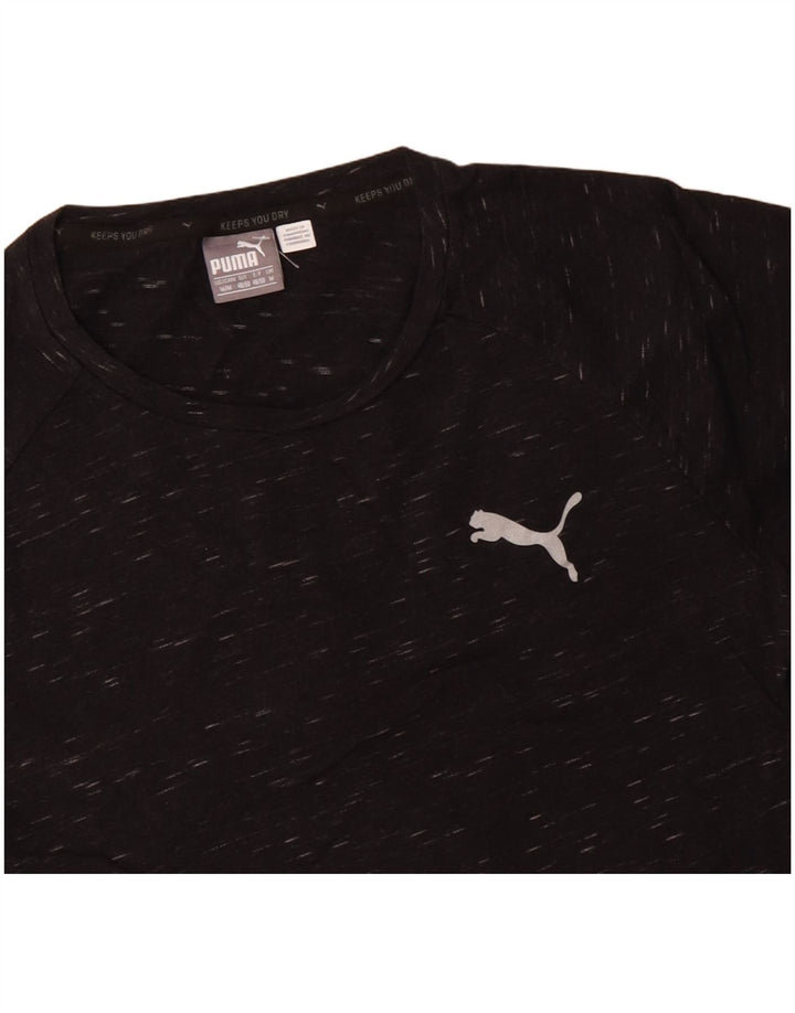 PUMA T-Shirt Homme Noir Moyen Coton Chiné