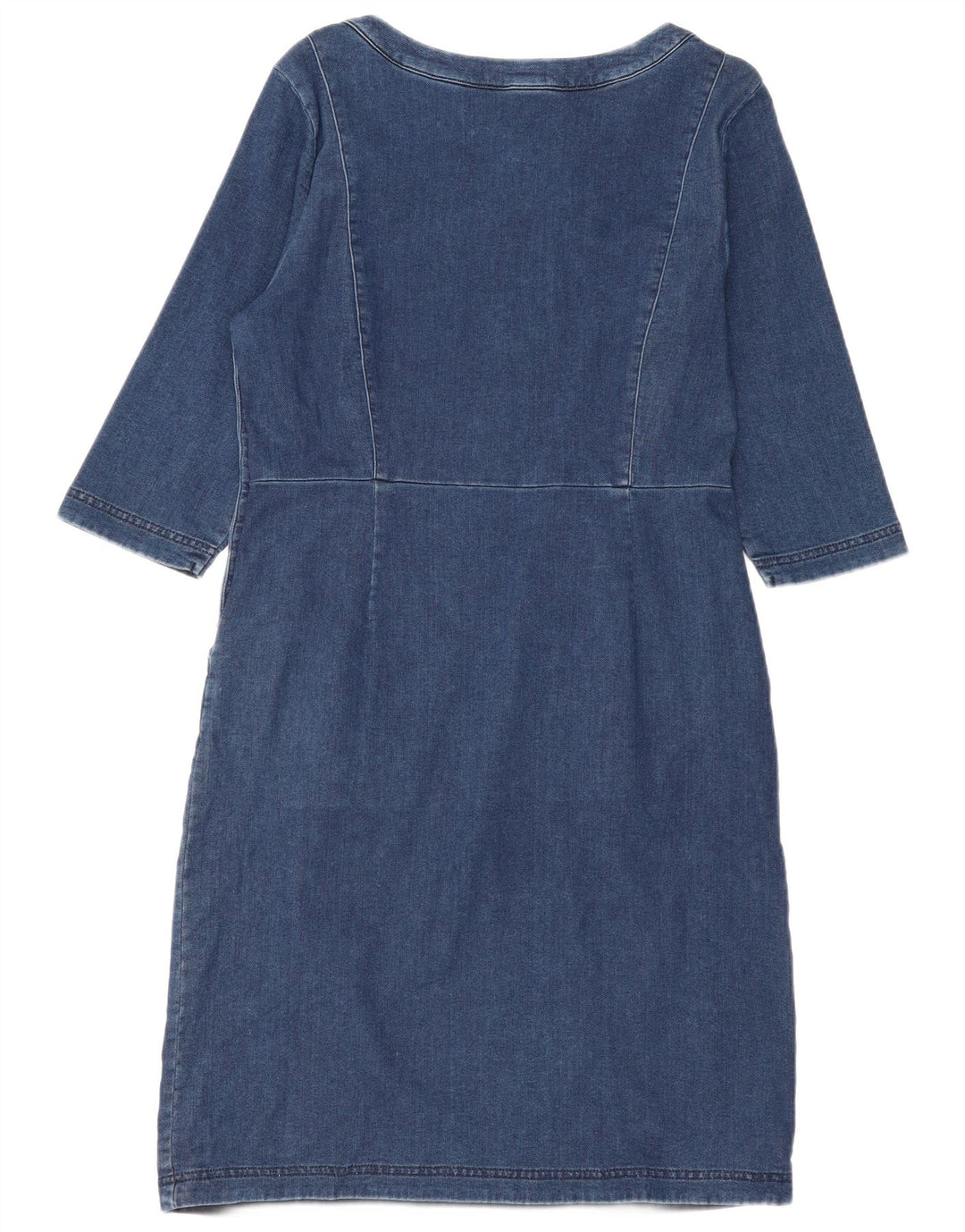 Laura Ashley Robe basique à manches 3/4 pour femme UK 14 Large Bleu Coton