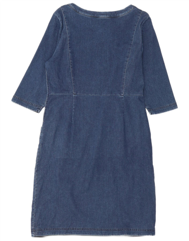 Laura Ashley Robe basique à manches 3/4 pour femme UK 14 Large Bleu Coton