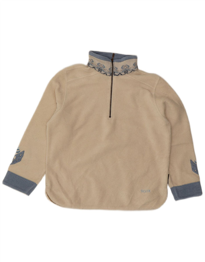 POLARTEC Pull polaire à col zippé pour femme UK 16 Large Blanc Polyester