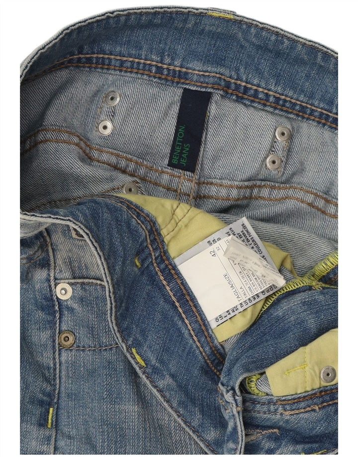 Benetton Femme Mini Jupe En Jean IT 42 Moyen W32 Bleu Coton