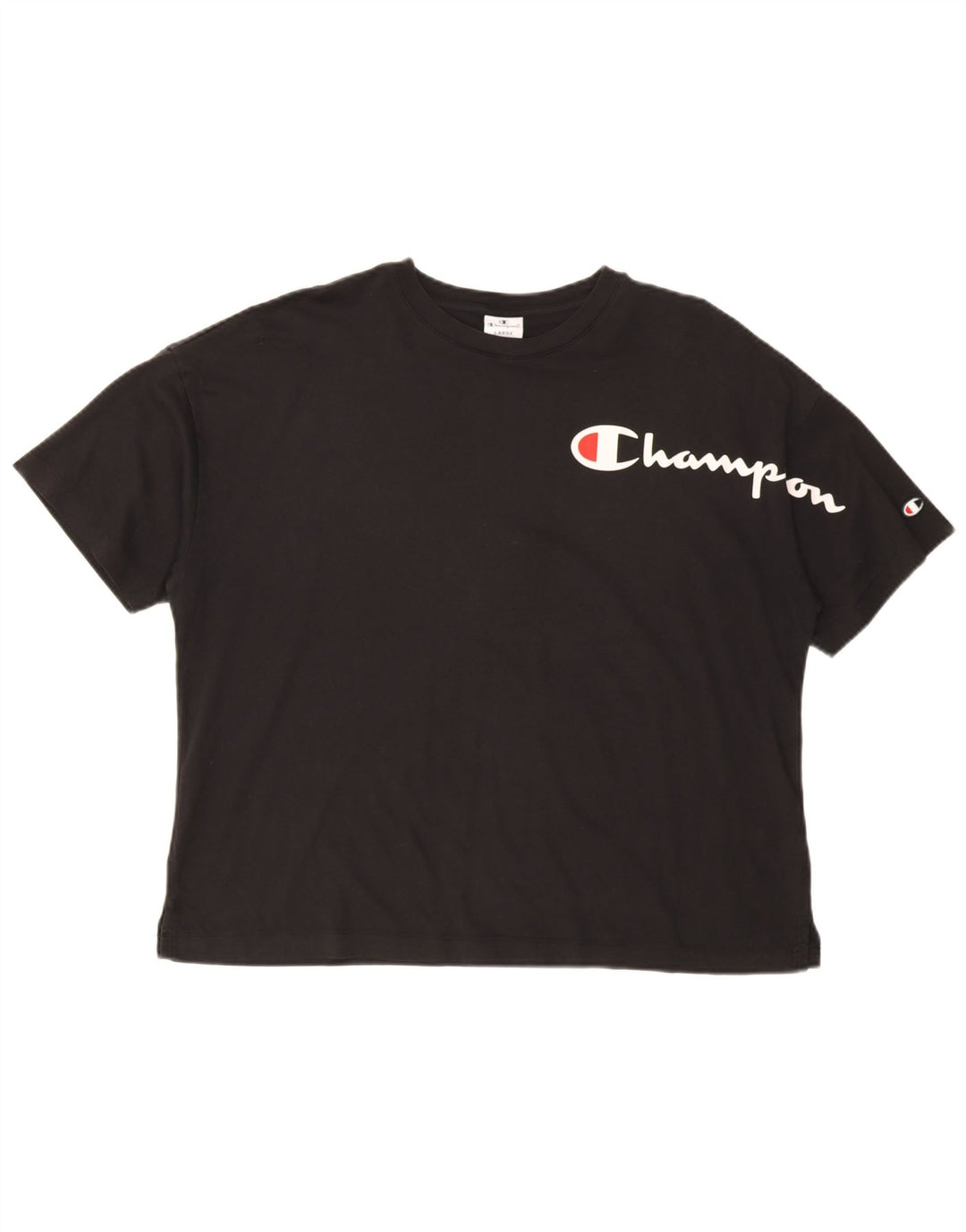 Champion T-shirt graphique surdimensionné pour femme UK 16 Large Noir