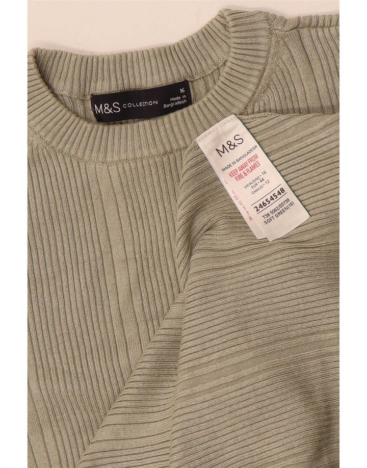 Marks & Spencer Haut à manches longues pour femme UK 16 Large Kaki Viscose