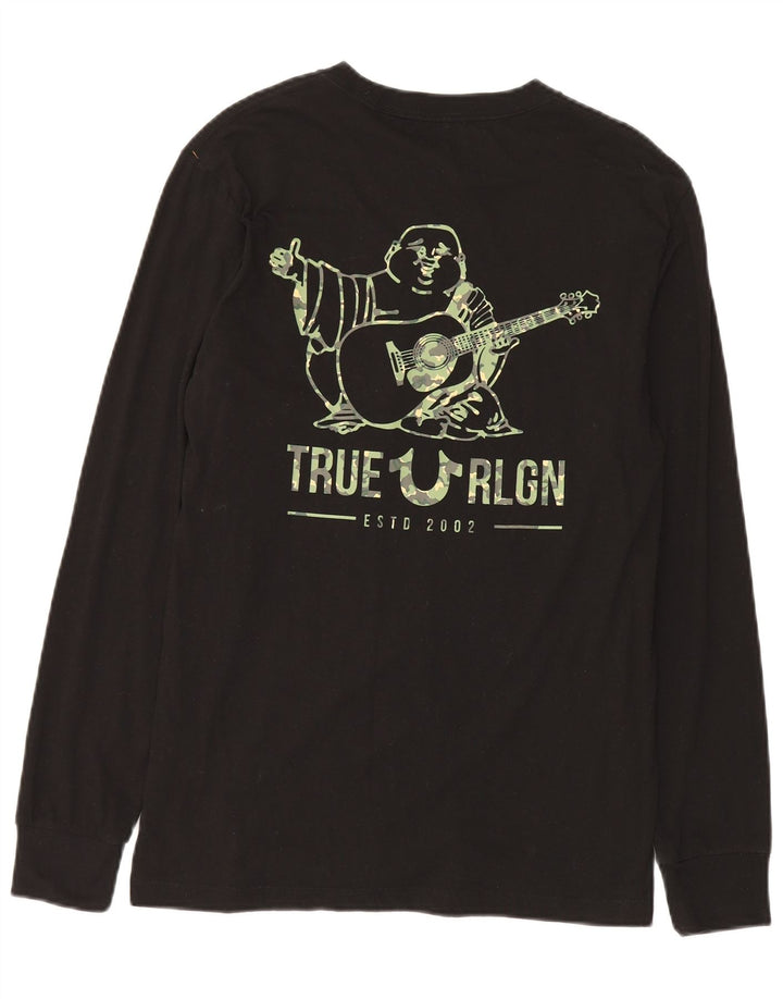 True Religion Haut graphique à manches longues pour homme Petit coton noir