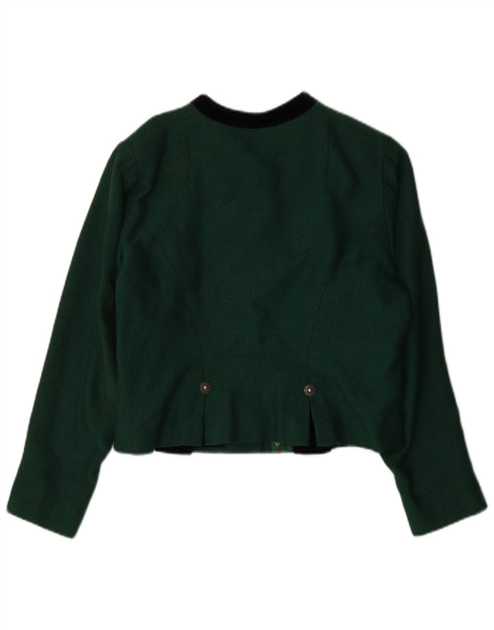 vintage Femmes Crop 5 Bouton Blazer Veste UK 14 Vert Moyen
