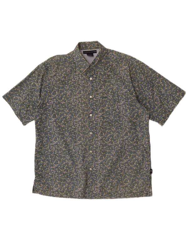 Tommy Hilfiger Chemise à Manches Courtes Homme Vert Moyen Floral Coton