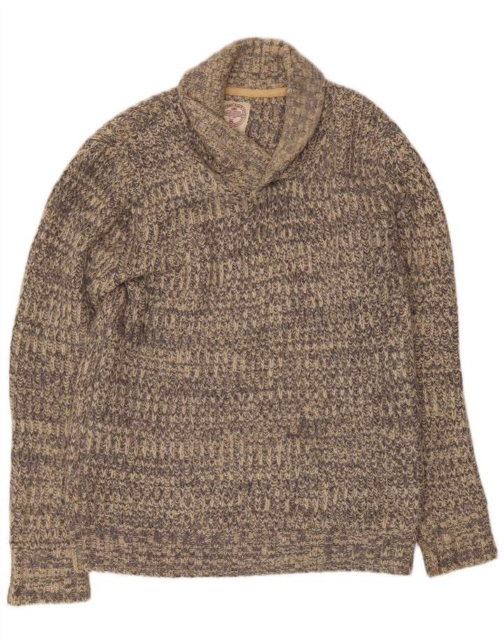 Fat Face Pull Col Châle Homme Gris Moyen Acrylique Moucheté