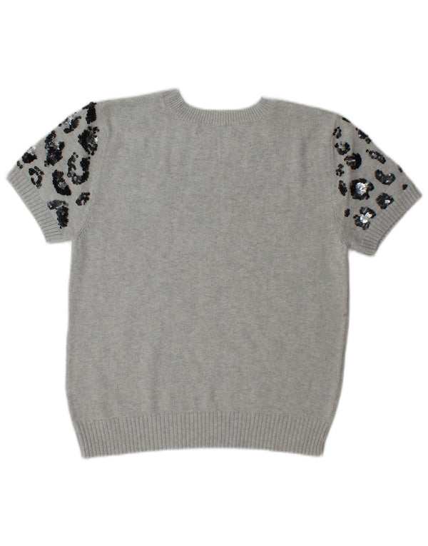 Marks & Spencer Womens Crew Neck Jumper Sweater UK 14 Medium Grey
