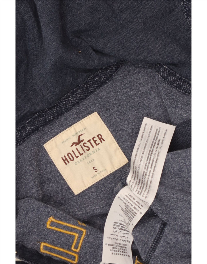 HOLLISTER Pull à capuche zippé graphique pour hommes, petit coton moucheté bleu marine