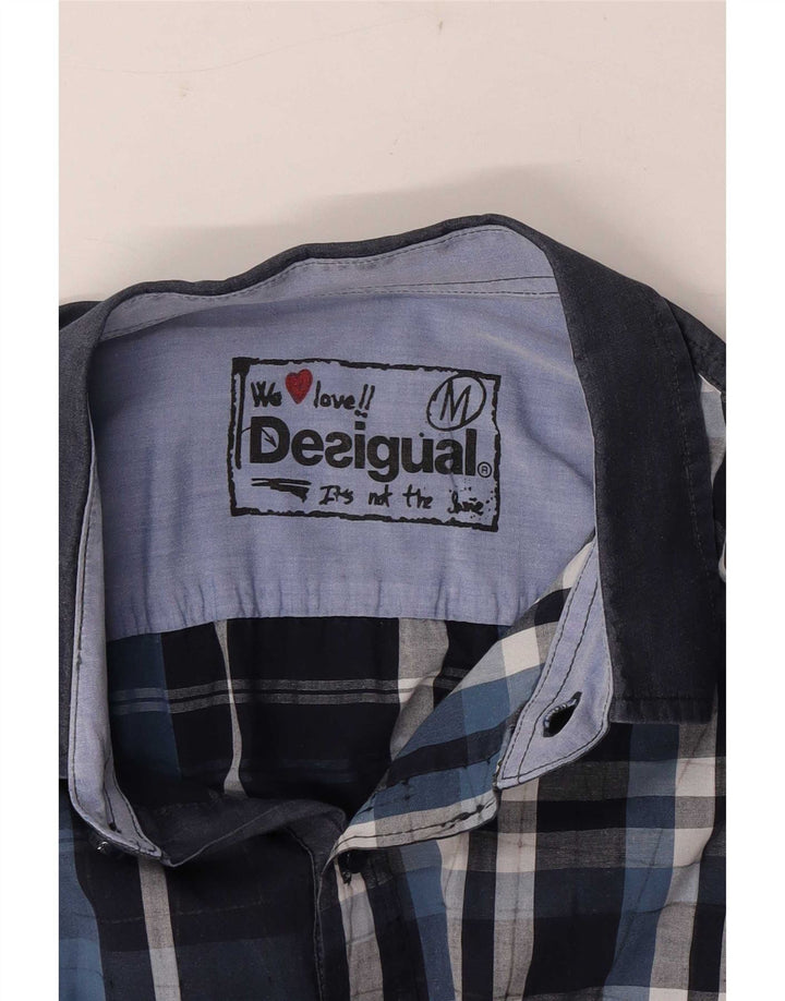 Desigual Chemise Homme Bleu Marine Moyen Carreaux Coton