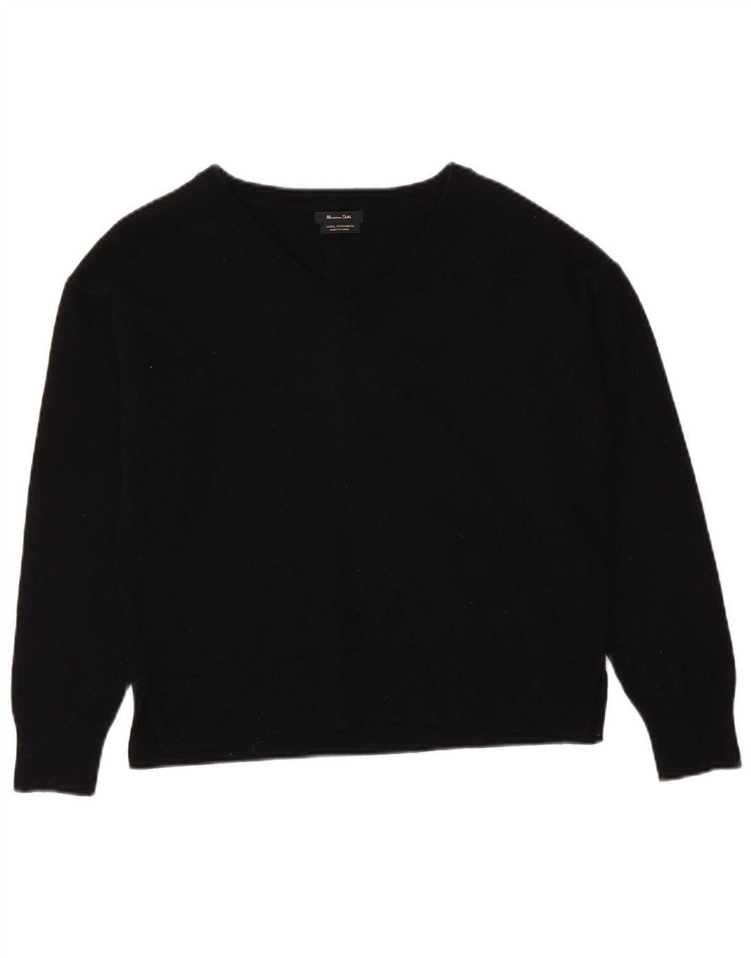 Massimo Dutti Pull col V pour femme UK 14 Laine noire moyenne