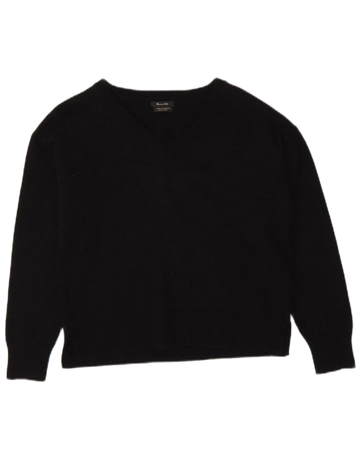 Massimo Dutti Pull col V pour femme UK 14 Laine noire moyenne