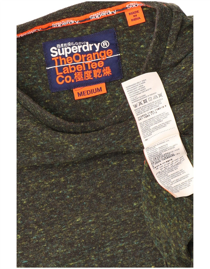 Superdry Homme T-Shirt Top Kaki Moucheté Coton
