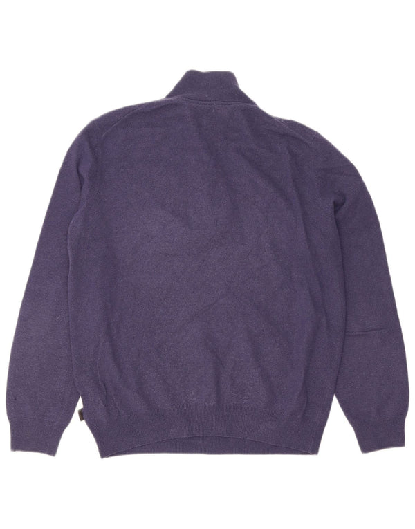 Hugo Boss Pull à col zippé pour homme en laine vierge bleu marine Large