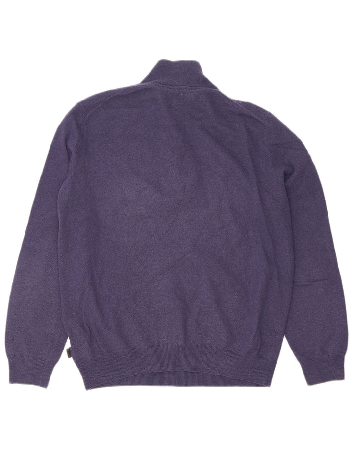 Hugo Boss Pull à col zippé pour homme en laine vierge bleu marine Large