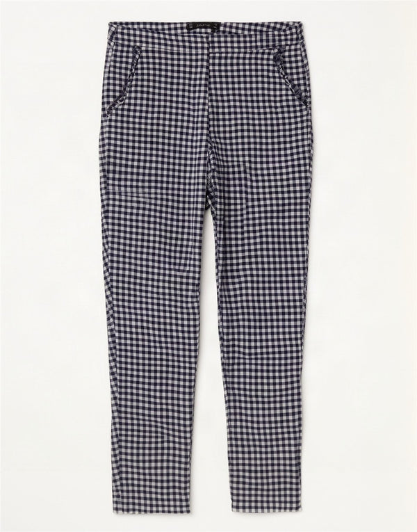 Zara Pantalon court skinny pour femme Medium W28 L25 Bleu marine en coton vichy