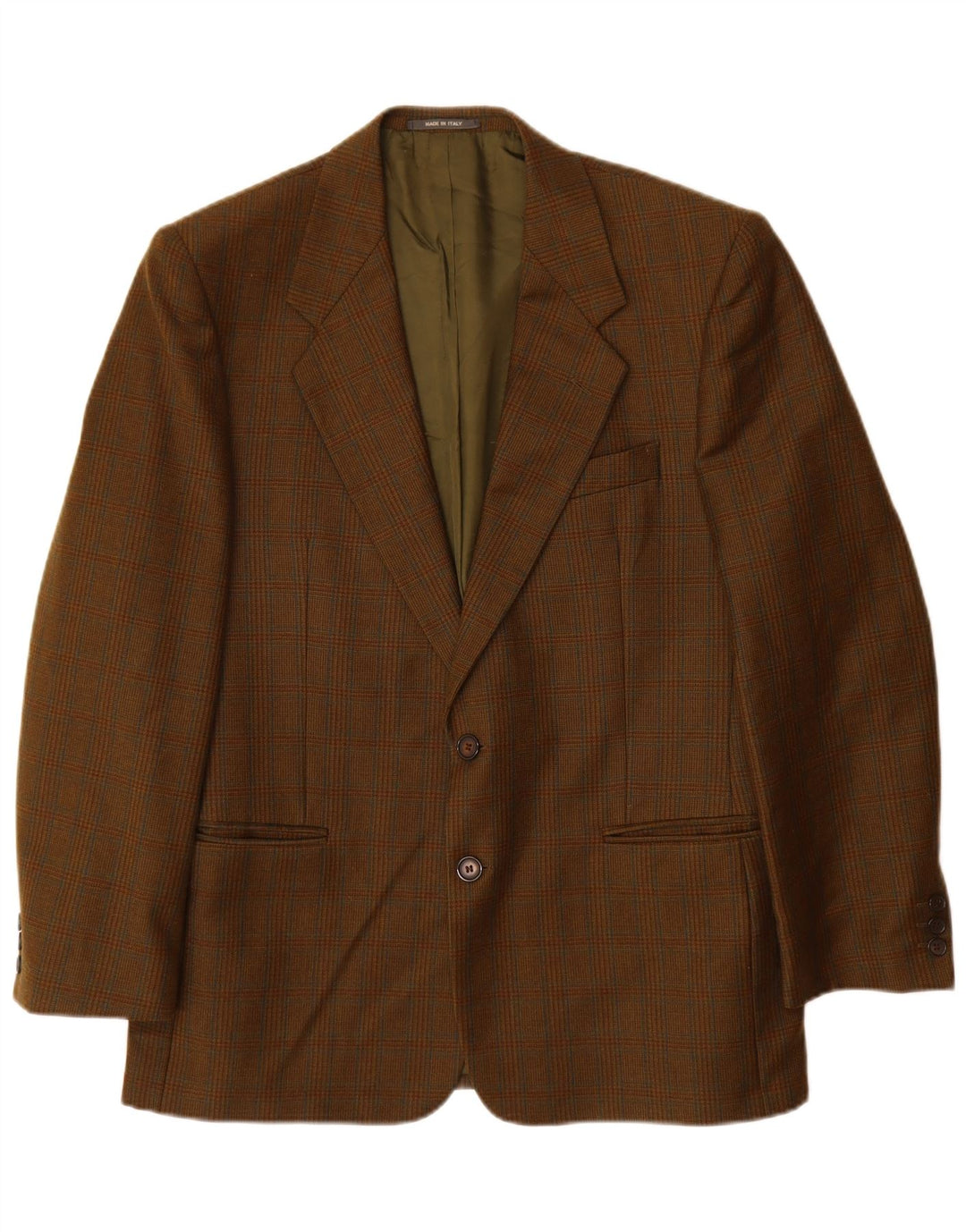 VINTAGE Veste Blazer 2 Boutons Homme UK 38 Pied-de-Poule Marron Moyen