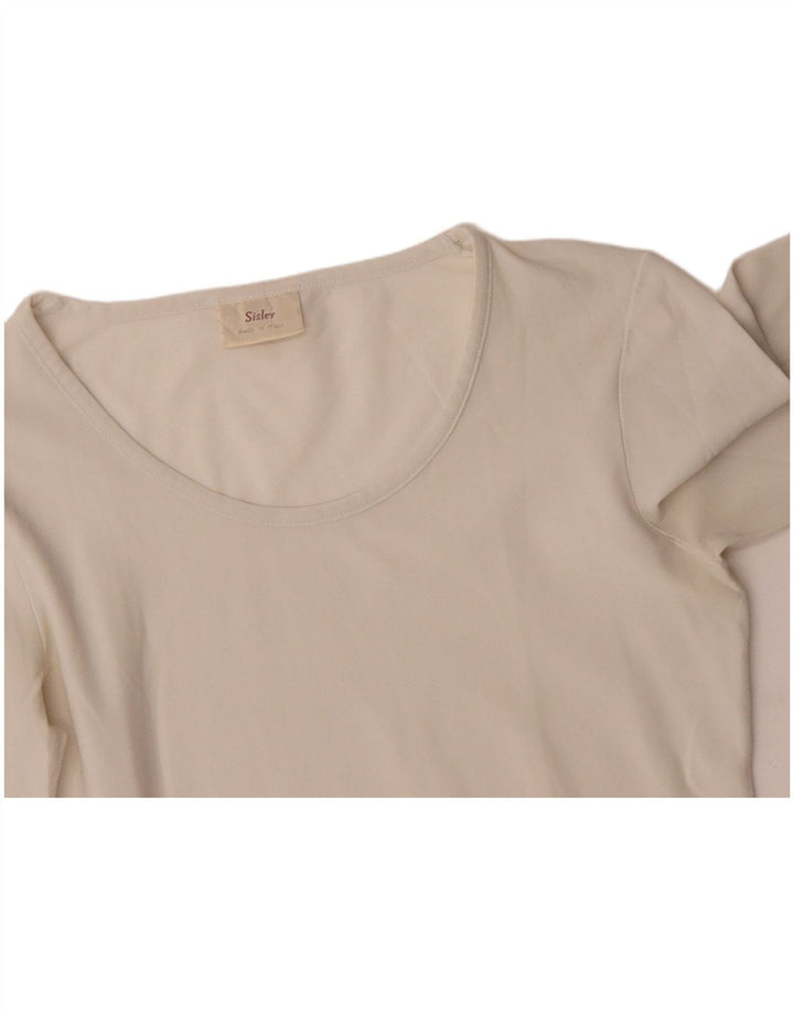 SISLEY Femme Top Manches Longues UK 10 Small Blanc