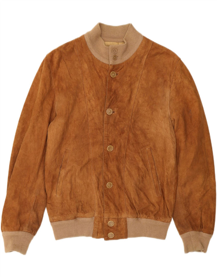 VINTAGE Veste bomber en daim pour homme UK 36 Petit Beige