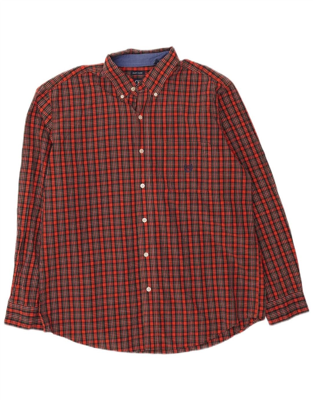 Chaps Chemise Homme Grand Carreau Orange Coton