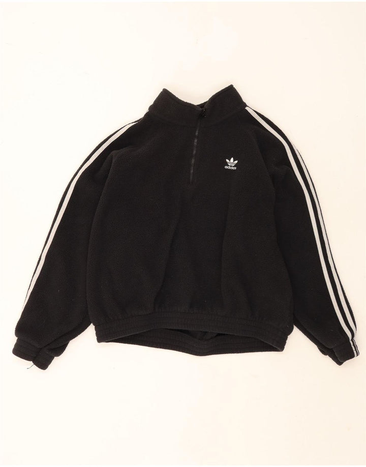 Adidas Pull polaire surdimensionné à col zippé pour femme UK 10 Petit Noir Polyester